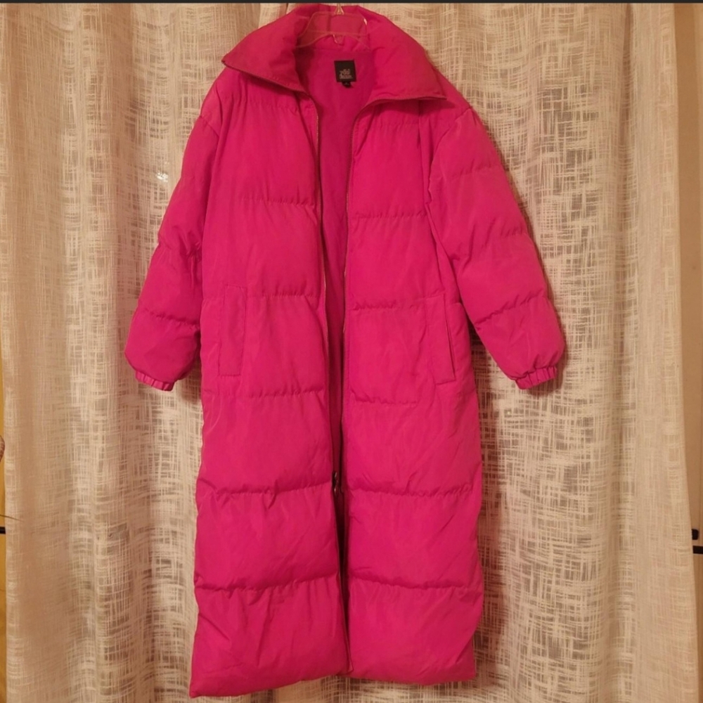 Wild Fable Hot Pink Full Length Puffer Jacket XS